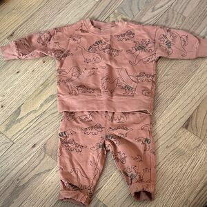 Kids Dinosaur Pajama Set - Terracotta
